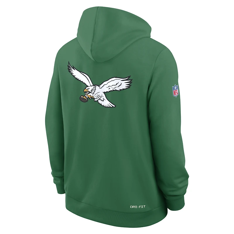 Sweat à capuche Nike Kelly Green Philadelphia Eagles Alt Sideline Standard Issue Dri-FIT pour homme