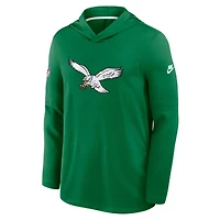 T-shirt à manches longues et capuche Nike Kelly Green Philadelphia Eagles pour homme, grandes tailles, collection 2026, modèle alternatif Dri-FIT.