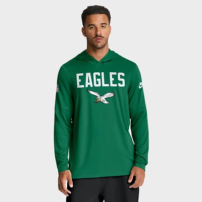 T-shirt à capuche manches longues Nike Dri-FIT vert Kelly pour homme, taille grande et taille, des Philadelphia Eagles