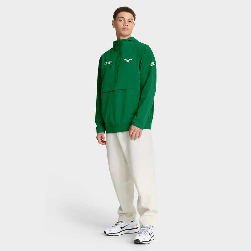Men's Nike Kelly Green Philadelphia Eagles Sideline Alt Pack Anorak Half-Zip Hoodie Jacket