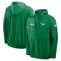 Men's Nike Kelly Green Philadelphia Eagles Sideline Alt Pack Anorak Half-Zip Hoodie Jacket