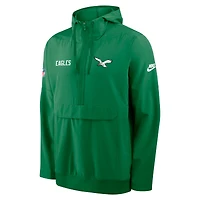 Men's Nike Kelly Green Philadelphia Eagles Sideline Alt Pack Anorak Half-Zip Hoodie Jacket