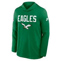 Men's Nike Kelly Green Philadelphia Eagles Sideline Pass Accuracy Dri-FIT Long Sleeve Hoodie T-Shirt