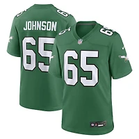 Maillot pour homme Nike Lane Johnson Kelly Green Philadelphia Eagles Alternate Throwback Game