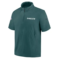 Men's Nike Midnight Green Philadelphia Eagles 2024 Sideline Coach Short Sleeve Half-Zip Hoodie Jacket