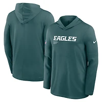 Men's Nike Midnight Green Philadelphia Eagles Big & Tall Sideline Dri-FIT Long Sleeve Hoodie T-Shirt