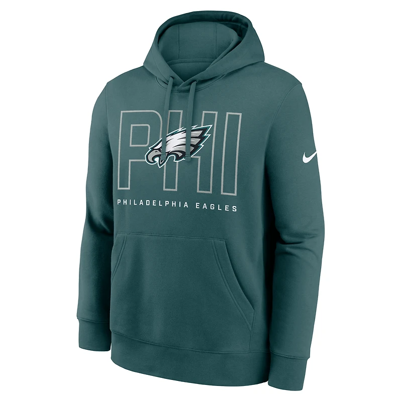 Sweat à capuche en molleton Nike Busted Play Club pour homme, vert nuit, des Philadelphia Eagles