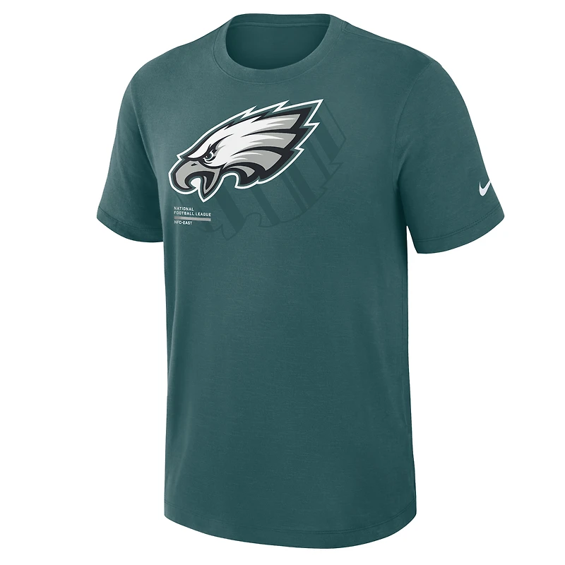 T-shirt Nike Dri-FIT vert nuit pour homme, motif Left End Run des Philadelphia Eagles