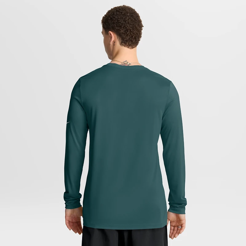 T-shirt à manches longues Nike vert nuit Philadelphia Eagles Legend Icon Dri-FIT pour homme