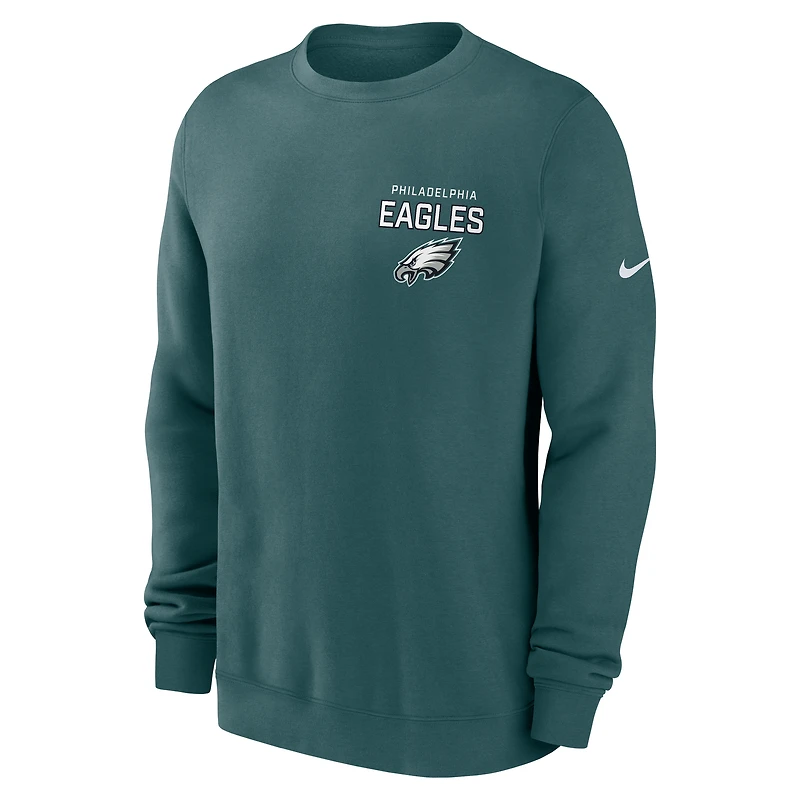 Sweat-shirt en molleton Nike Primetime Club pour homme, vert nuit, des Philadelphia Eagles