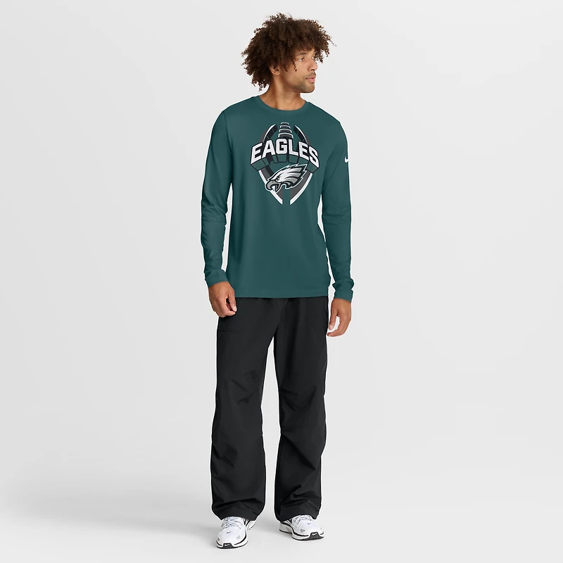 T-shirt Nike Performance à manches longues pour homme, vert nuit, Philadelphia Eagles Primetime Legend Icon