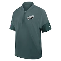 Veste d'entraîneur Nike vert nuit des Philadelphia Eagles à manches courtes et fermeture éclair quart de tour pour homme