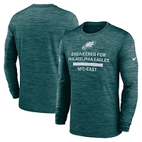 T-shirt Nike Performance à manches longues Sideline Velocity pour homme, vert nuit, Philadelphia Eagles