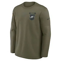 Maillot Nike Olive Philadelphia Eagles 2025 Salute to Service Sideline Coaches Therma-FIT à manches longues pour homme