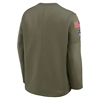 Men's Nike Olive Philadelphia Eagles 2025 Salute to Service Sideline Coaches Therma-FIT Long Sleeve Shirt
