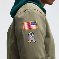 Men's Nike Olive Philadelphia Eagles 2025 Salute to Service Sideline Full-Zip Bomber Jacket