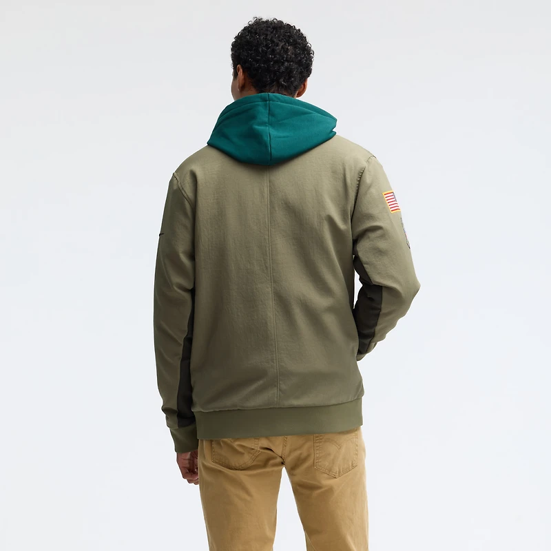 Men's Nike Olive Philadelphia Eagles 2025 Salute to Service Sideline Full-Zip Bomber Jacket