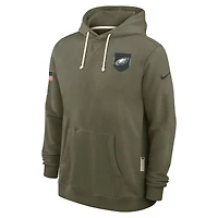 Sweat à capuche Nike Olive Philadelphia Eagles 2025 Salute to Service Sideline Standard Issue Dri-FIT pour homme