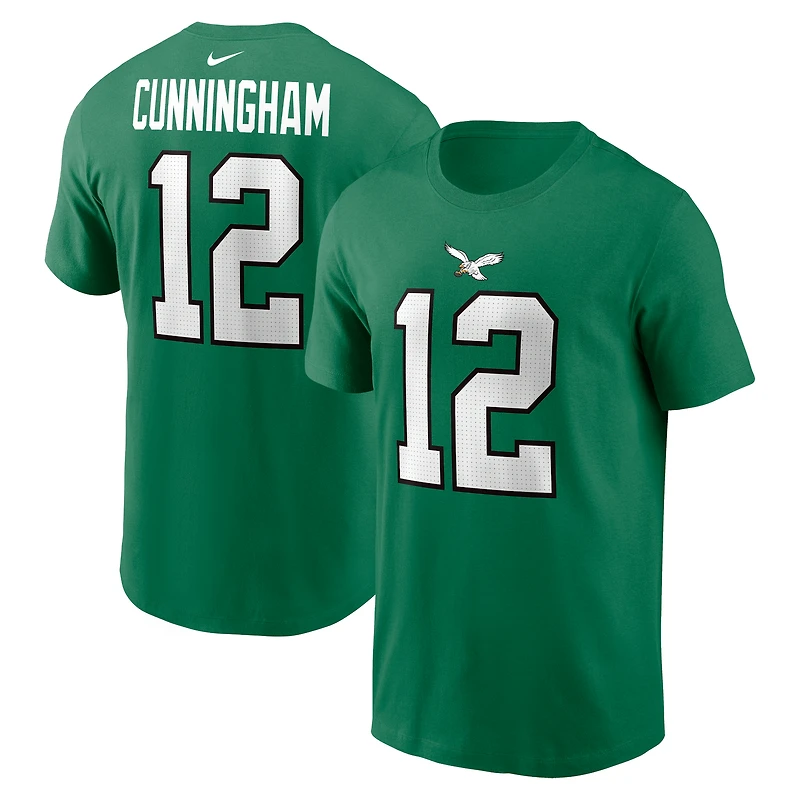 T-shirt Nike Randall Cunningham Kelly Green Philadelphia Eagles pour homme avec nom et numéro de joueur retraité