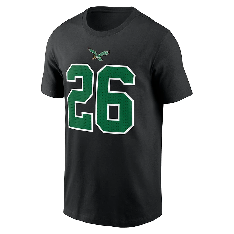 T-shirt Nike Saquon Barkley noir Philadelphia Eagles Carbon avec nom et numéro pour homme