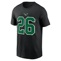T-shirt Nike Saquon Barkley noir Philadelphia Eagles Carbon avec nom et numéro pour homme