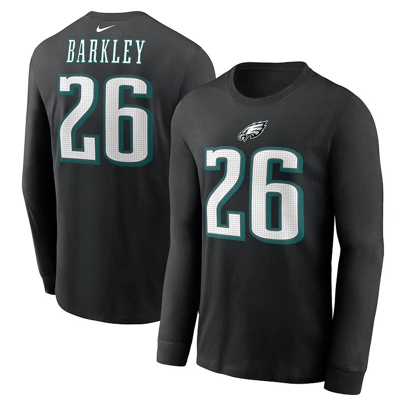 Men's Nike Saquon Barkley Black Philadelphia Eagles Name & Number Long Sleeve T-Shirt