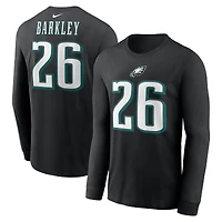 Men's Nike Saquon Barkley Black Philadelphia Eagles Name & Number Long Sleeve T-Shirt