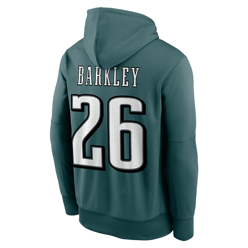 Men's Nike Saquon Barkley Green Philadelphia Eagles Player Name & Number Therma Hoodie