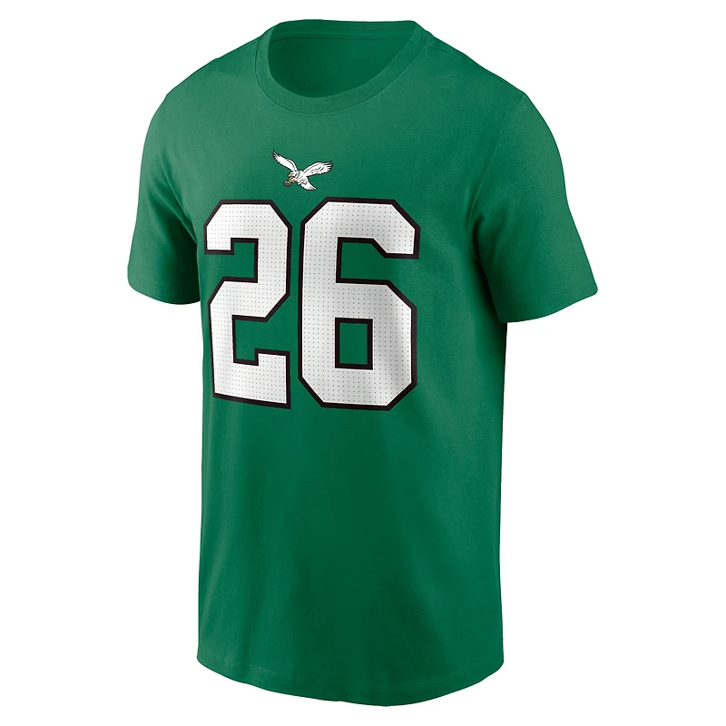 T-shirt avec nom et numéro de joueur Nike Saquon Barkley Kelly Green Philadelphia Eagles pour homme