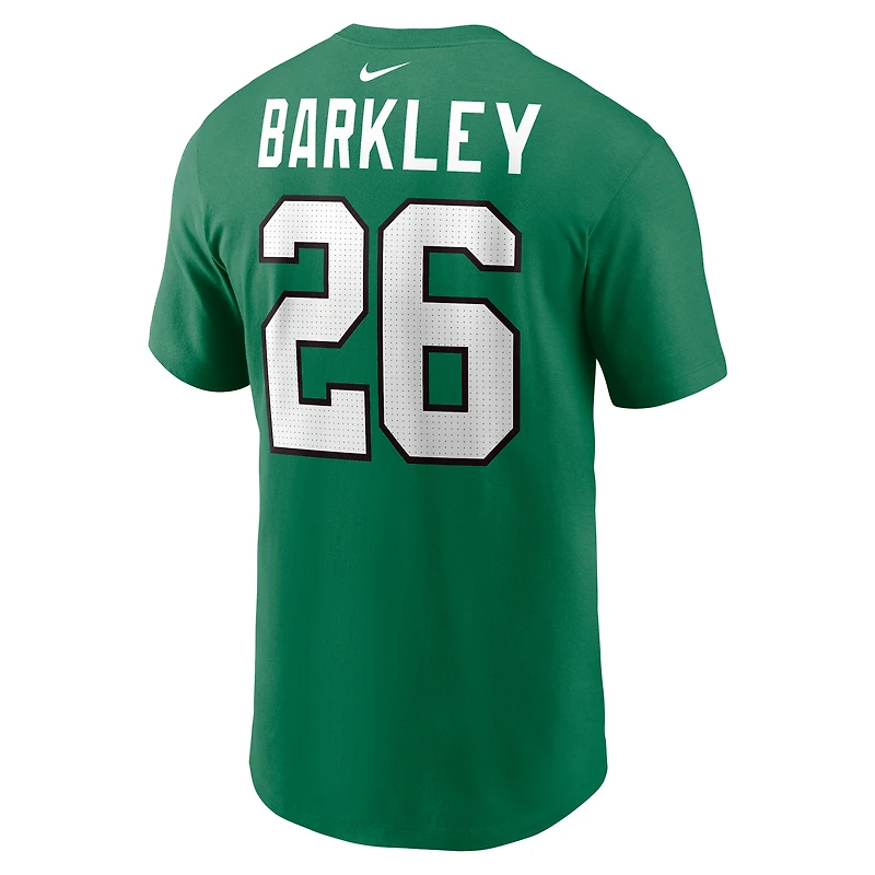 T-shirt avec nom et numéro de joueur Nike Saquon Barkley Kelly Green Philadelphia Eagles pour homme