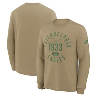 T-shirt à manches longues Nike pour homme, coloris beige, Philadelphia Eagles Blitz Package Rewind Slub Dri-FIT