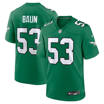 Maillot de match alternatif Nike Zack Baun Kelly vert des Philadelphia Eagles pour homme