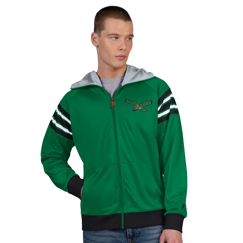 Men's Pro Player Kelly Green/Black Philadelphia Eagles Retro Helmet Full-Zip Hooded Track Jacket