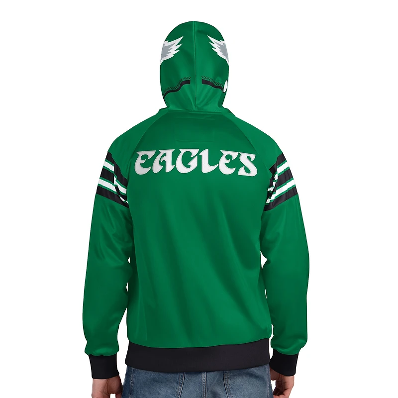 Veste de survêtement à capuche entièrement zippée Pro Player pour homme, vert Kelly/noir, motif rétro Philadelphia Eagles