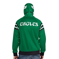 Veste de survêtement à capuche entièrement zippée Pro Player pour homme, vert Kelly/noir, motif rétro Philadelphia Eagles