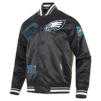 Men's Pro Standard Black Philadelphia Eagles Sublimated Satin Full-Snap Jacket