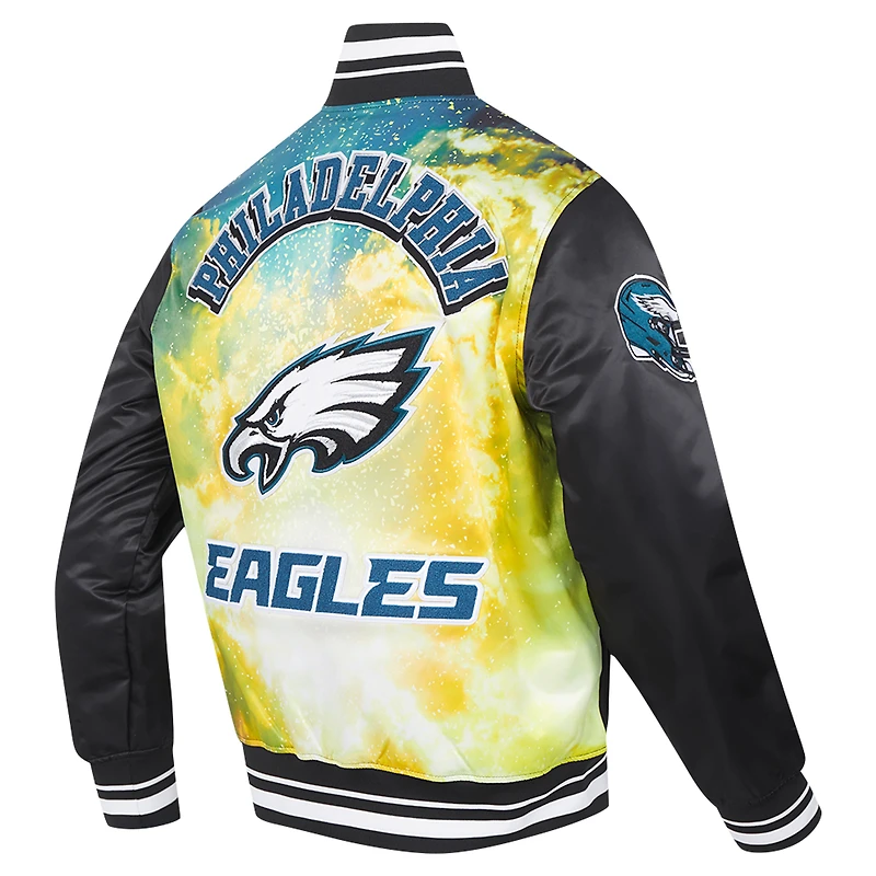 Men's Pro Standard Black Philadelphia Eagles Sublimated Satin Full-Snap Jacket