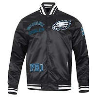 Veste à boutons-pression en satin sublimé Pro Standard noire Philadelphia Eagles pour homme