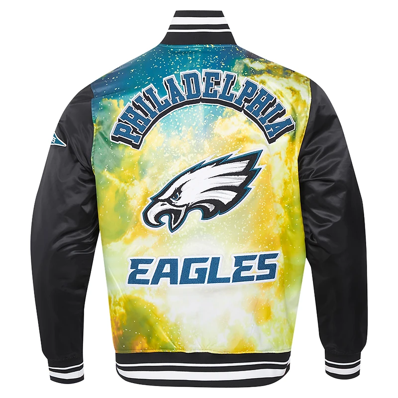 Men's Pro Standard Black Philadelphia Eagles Sublimated Satin Full-Snap Jacket