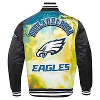 Men's Pro Standard Black Philadelphia Eagles Sublimated Satin Full-Snap Jacket