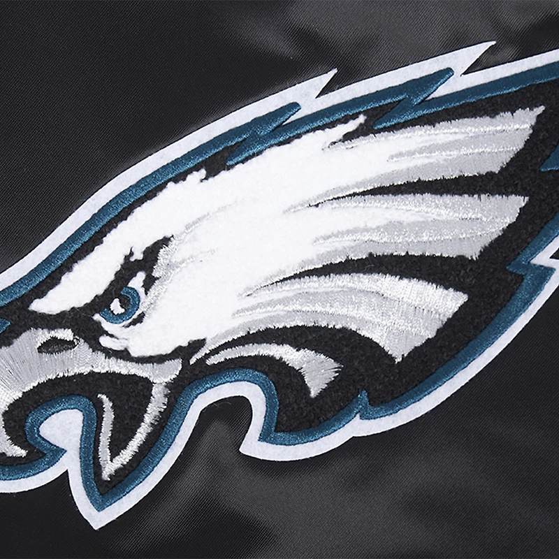 Men's Pro Standard Black Philadelphia Eagles Sublimated Satin Full-Snap Jacket