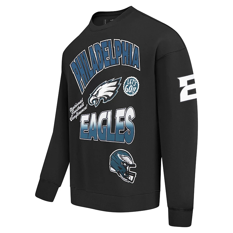 Sweat-shirt à enfiler épaules tombantes Turn It Up Pro Standard pour homme, noir, Philadelphia Eagles