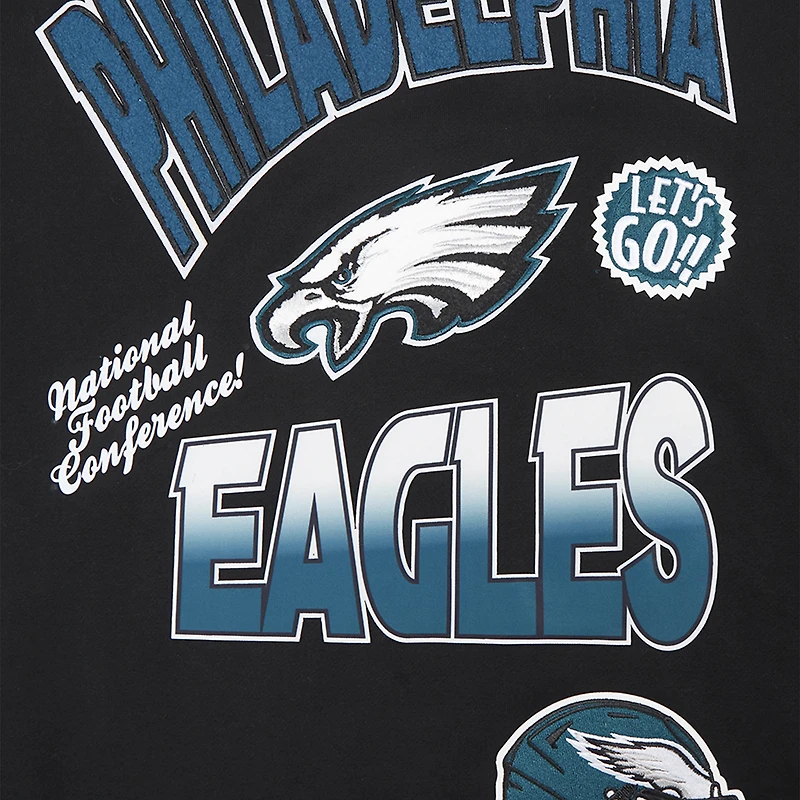 Men's Pro Standard Black Philadelphia Eagles Turn It Up Drop Shoulder Pullover Sweatshirt