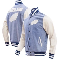 Men's Pro Standard  Denim Philadelphia Eagles Varsity Blues Full-Snap Jacket