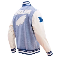 Men's Pro Standard  Denim Philadelphia Eagles Varsity Blues Full-Snap Jacket