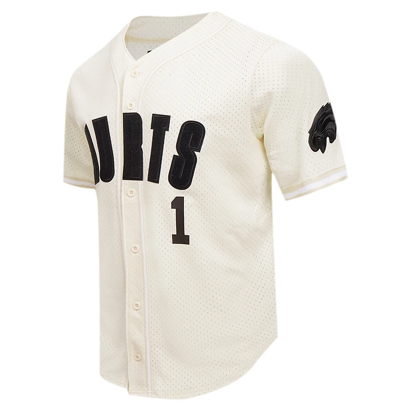 Maillot de baseball boutonné triple ton sur pour hommes Pro Standard Jalen Hurts crème Philadelphia Eagles nom et numéro