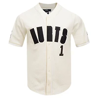 Maillot de baseball boutonné triple ton sur pour hommes Pro Standard Jalen Hurts crème Philadelphia Eagles nom et numéro