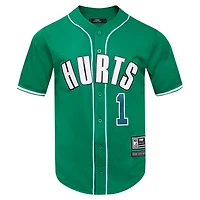 Men's Pro Standard Jalen Hurts Kelly Green Philadelphia Eagles Mesh Button-Up Baseball Jersey