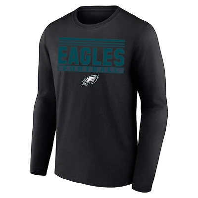 T-shirt à manches longues pour homme avec profil noir Philadelphia Eagles Big & Tall Pop