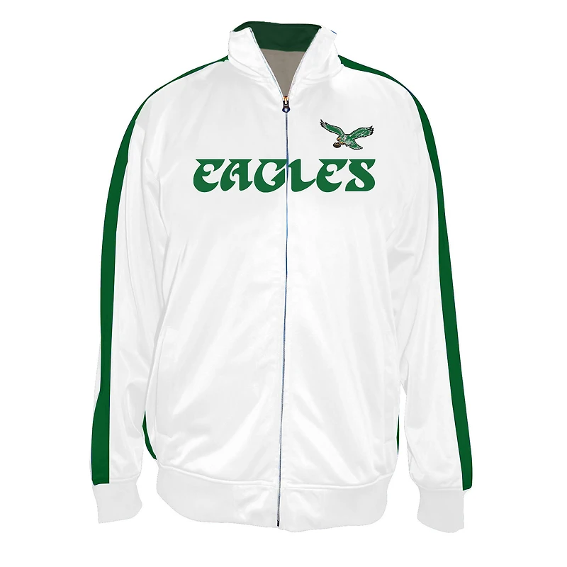 Veste de survêtement blanche à fermeture éclair intégrale pour homme, grande et taille, en tricot, des Philadelphia Eagles